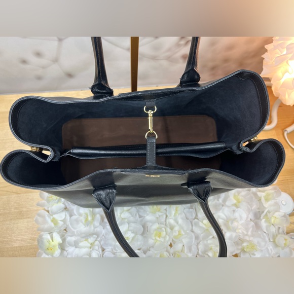 Lauren Ralph Lauren Black Saffiano Leather Tote Bag - Picture 6 of 14